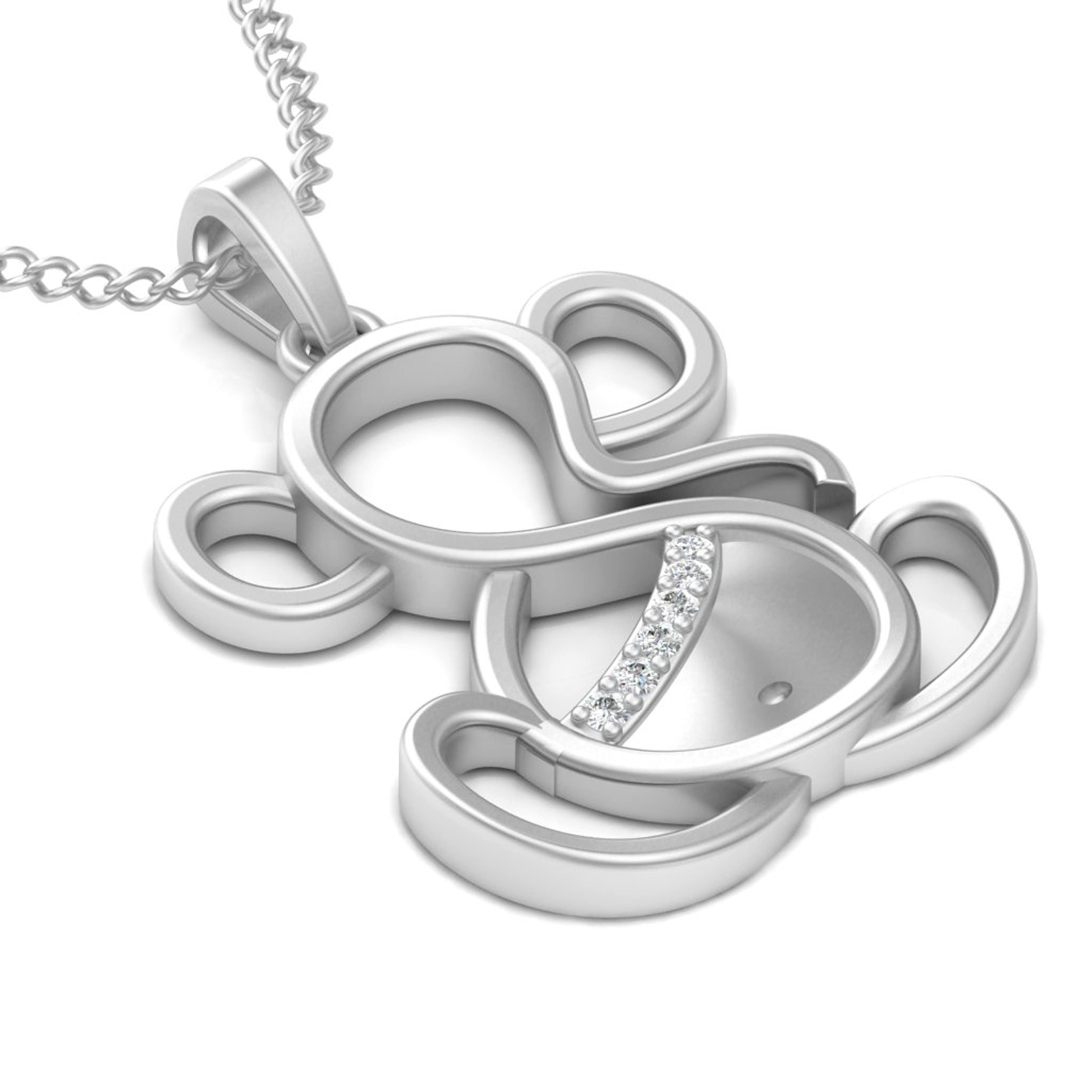 Divine Ganesha Outline Diamond Pendant