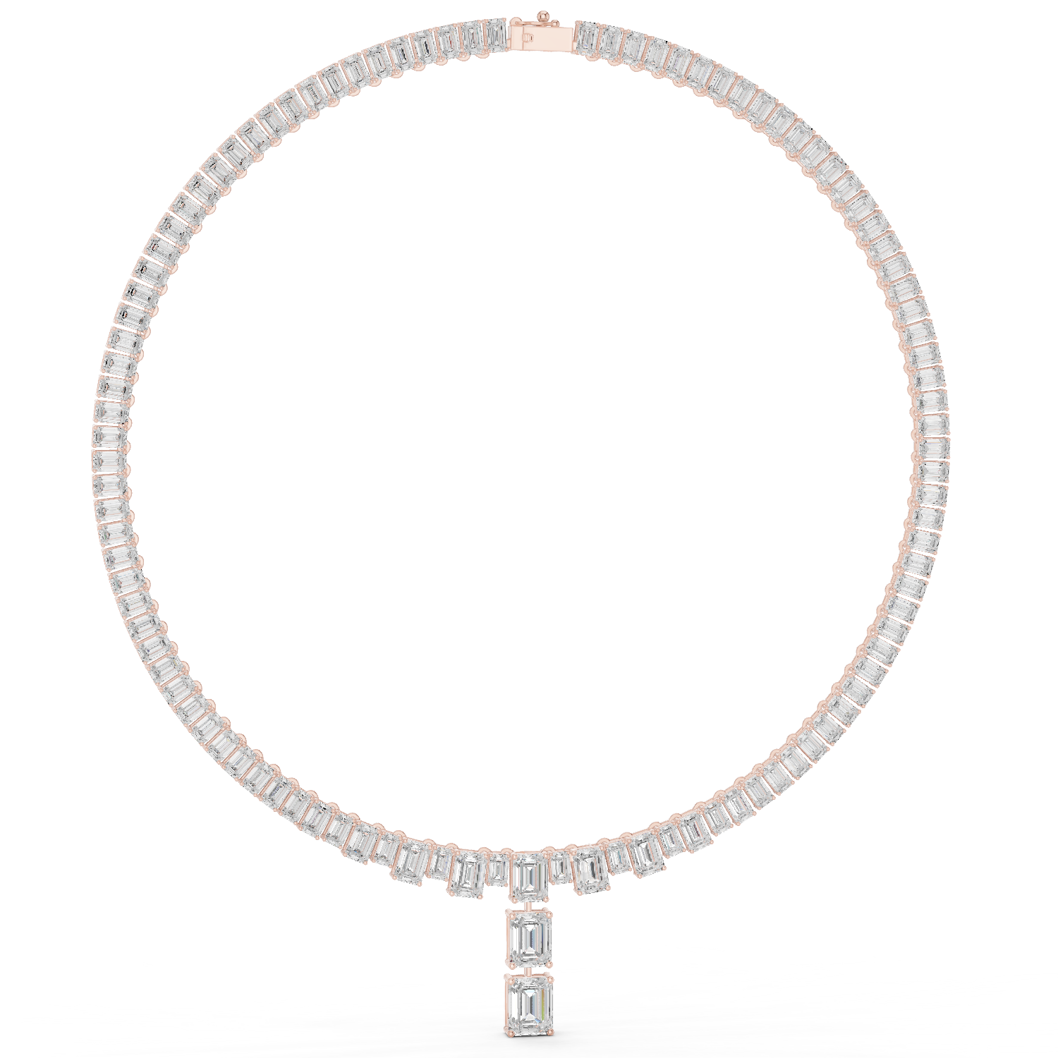Regal Line Emerald-Cut Diamond Necklace
