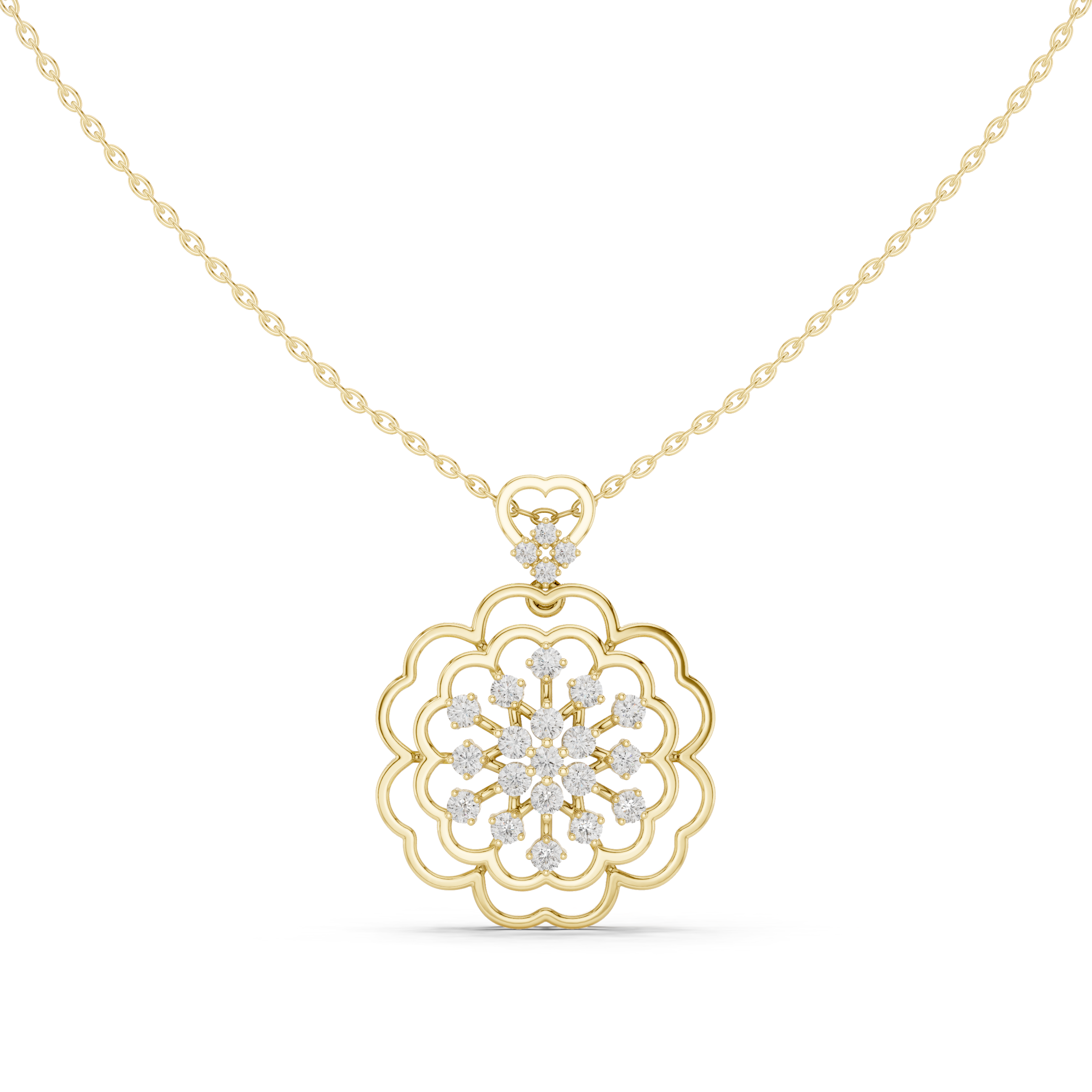 Graceful Floral Harmony Diamond Pendant Necklace