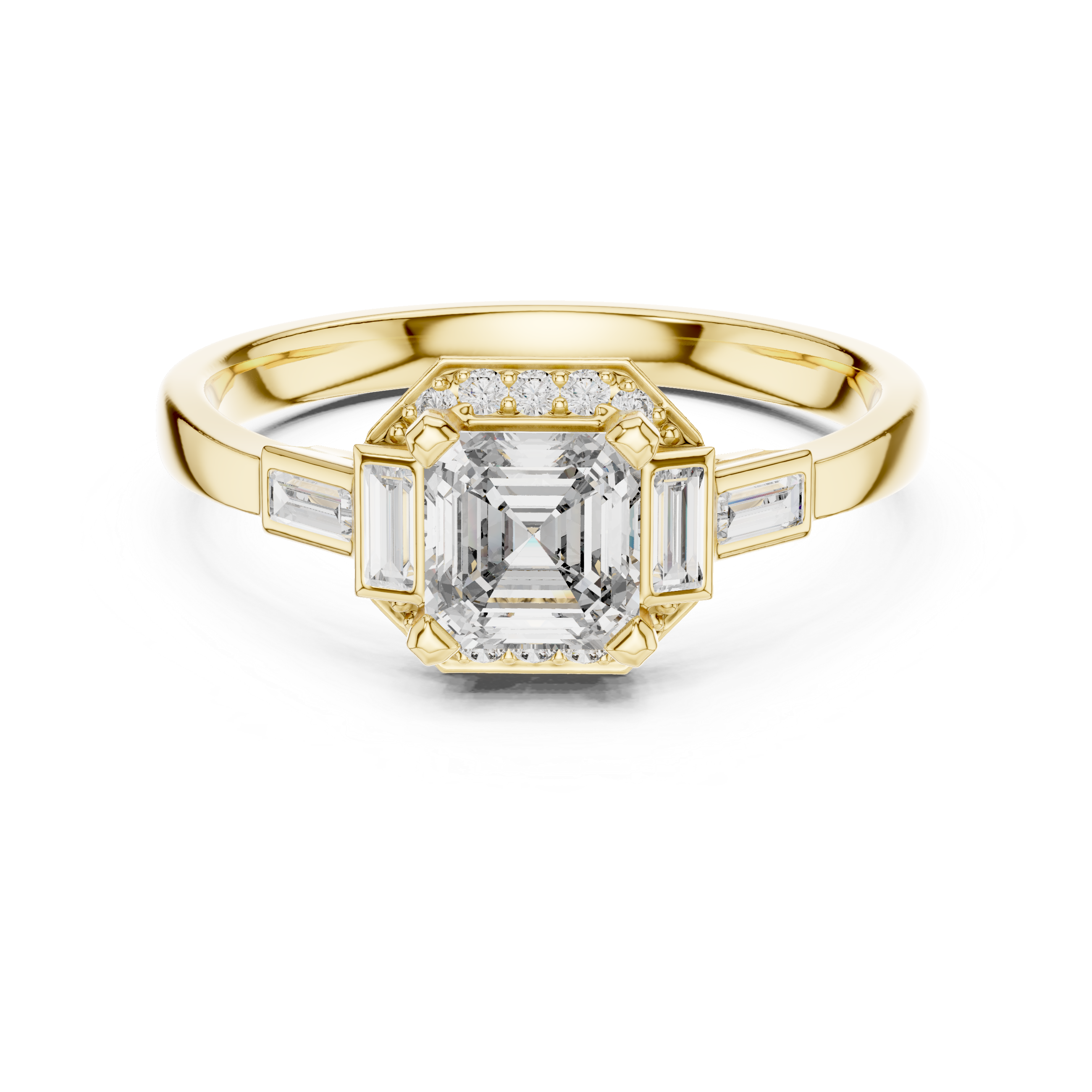 Golden Radiance Emerald-Cut Diamond Ring