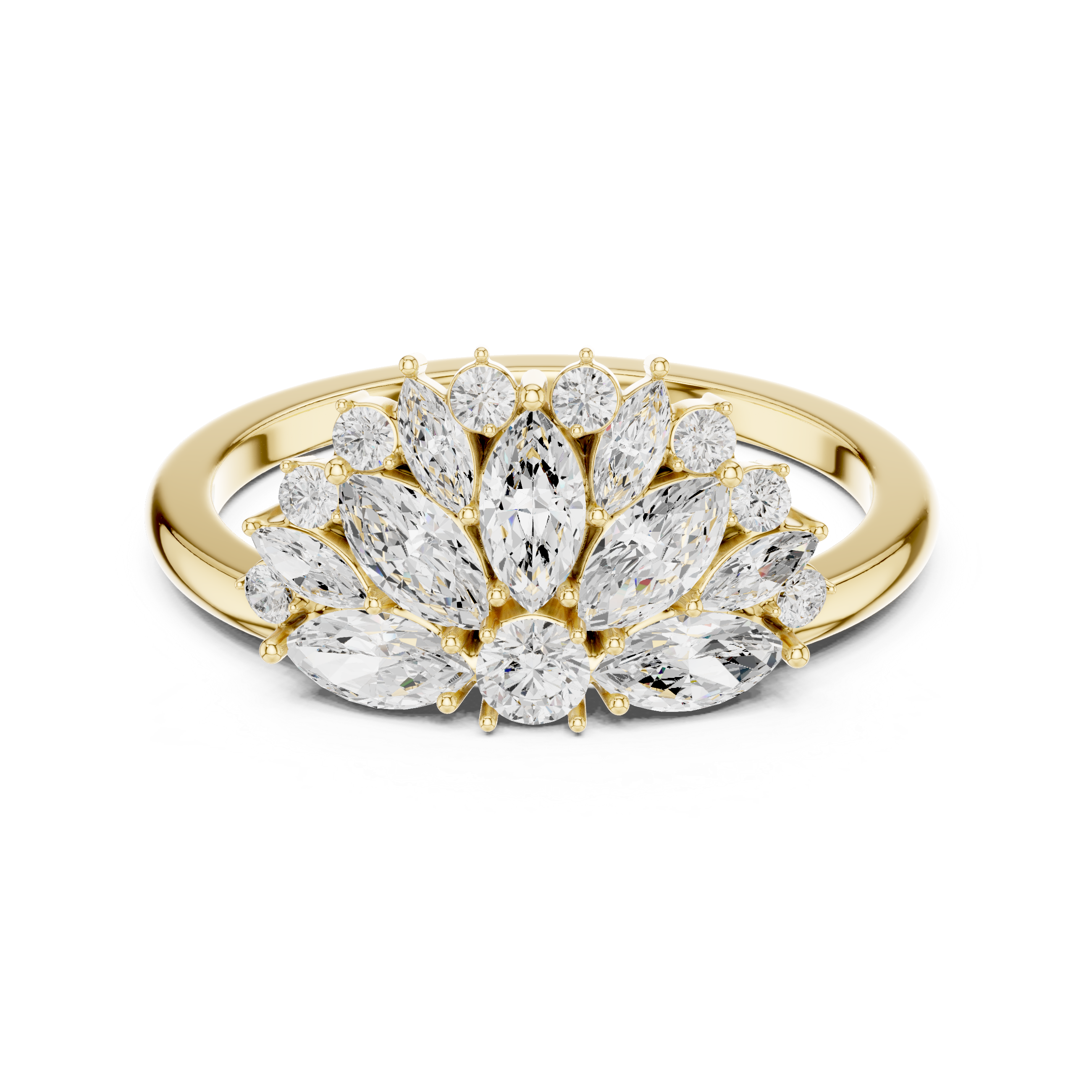 Golden Marquise Blossom Diamond Ring