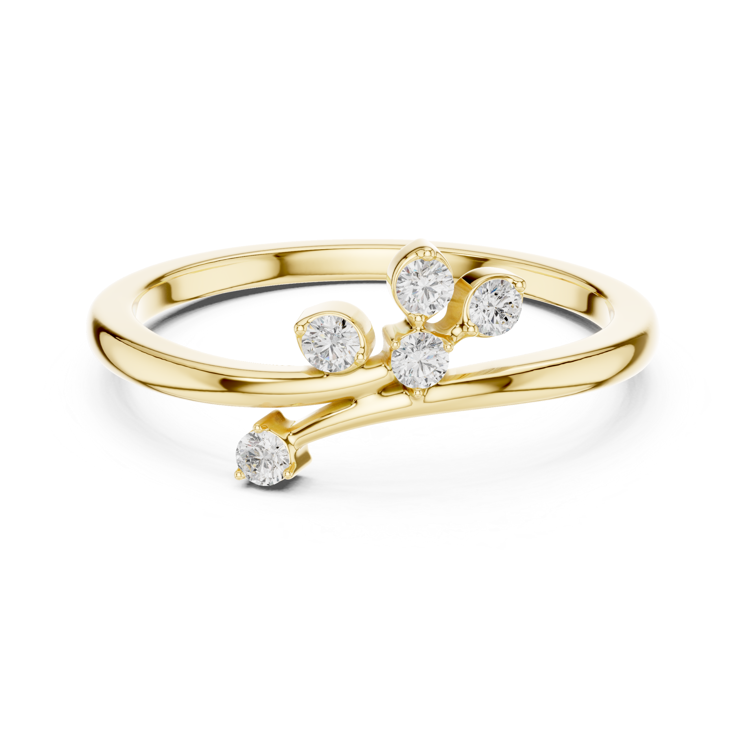 Golden Petal Cluster Diamond Ring