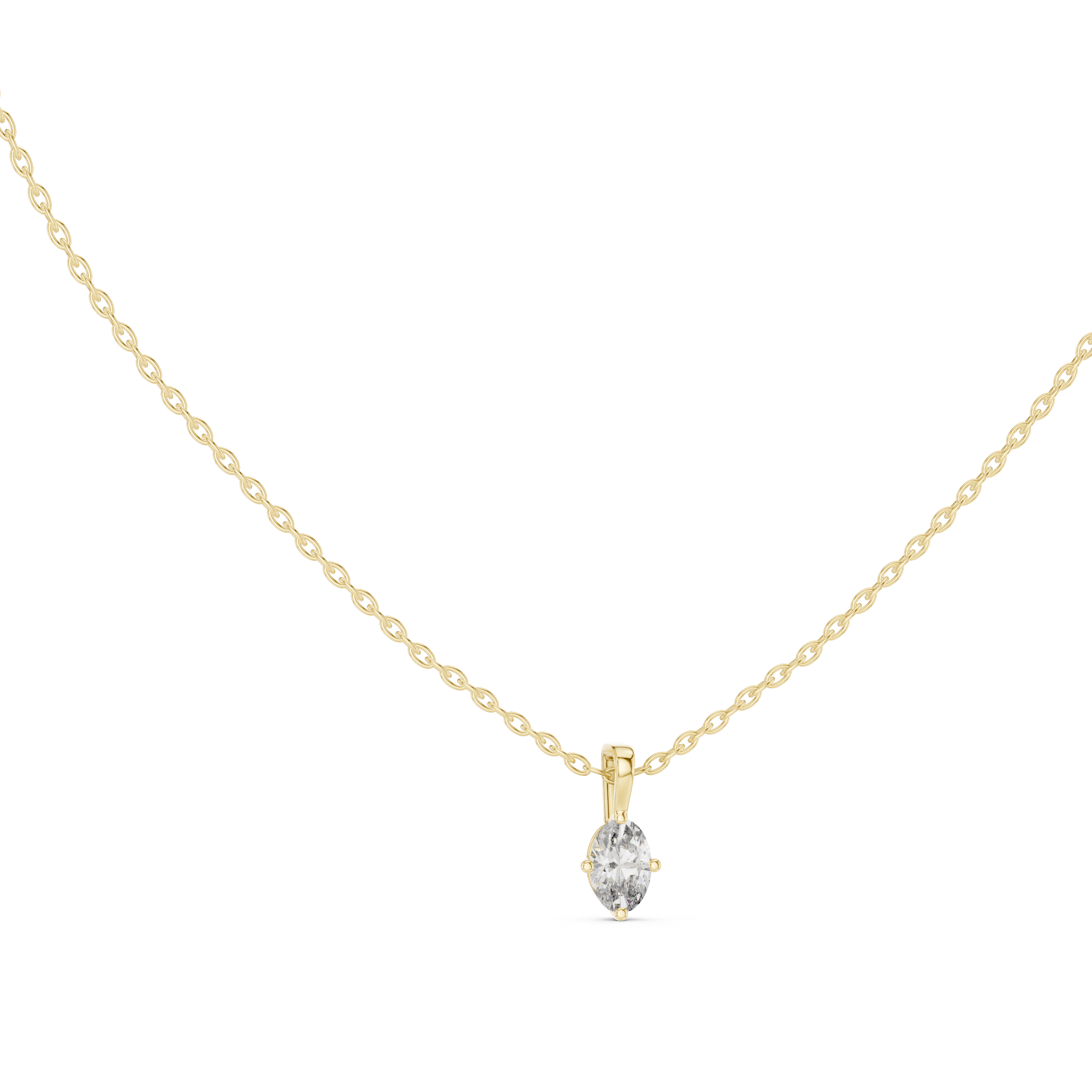 Classic Oval Solitaire Gold Pendant Necklace