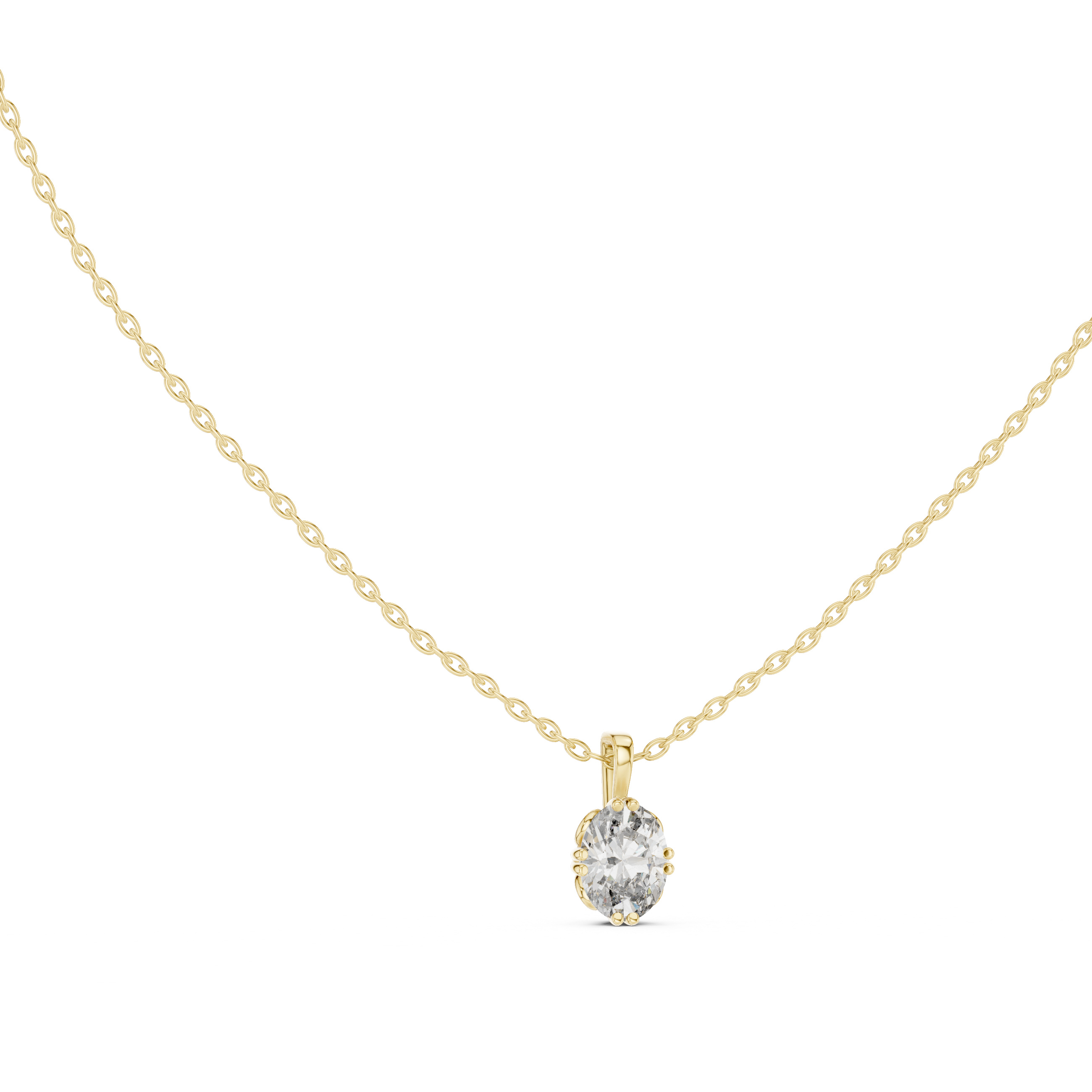 Classic Oval-Cut Solitaire Gold Necklace