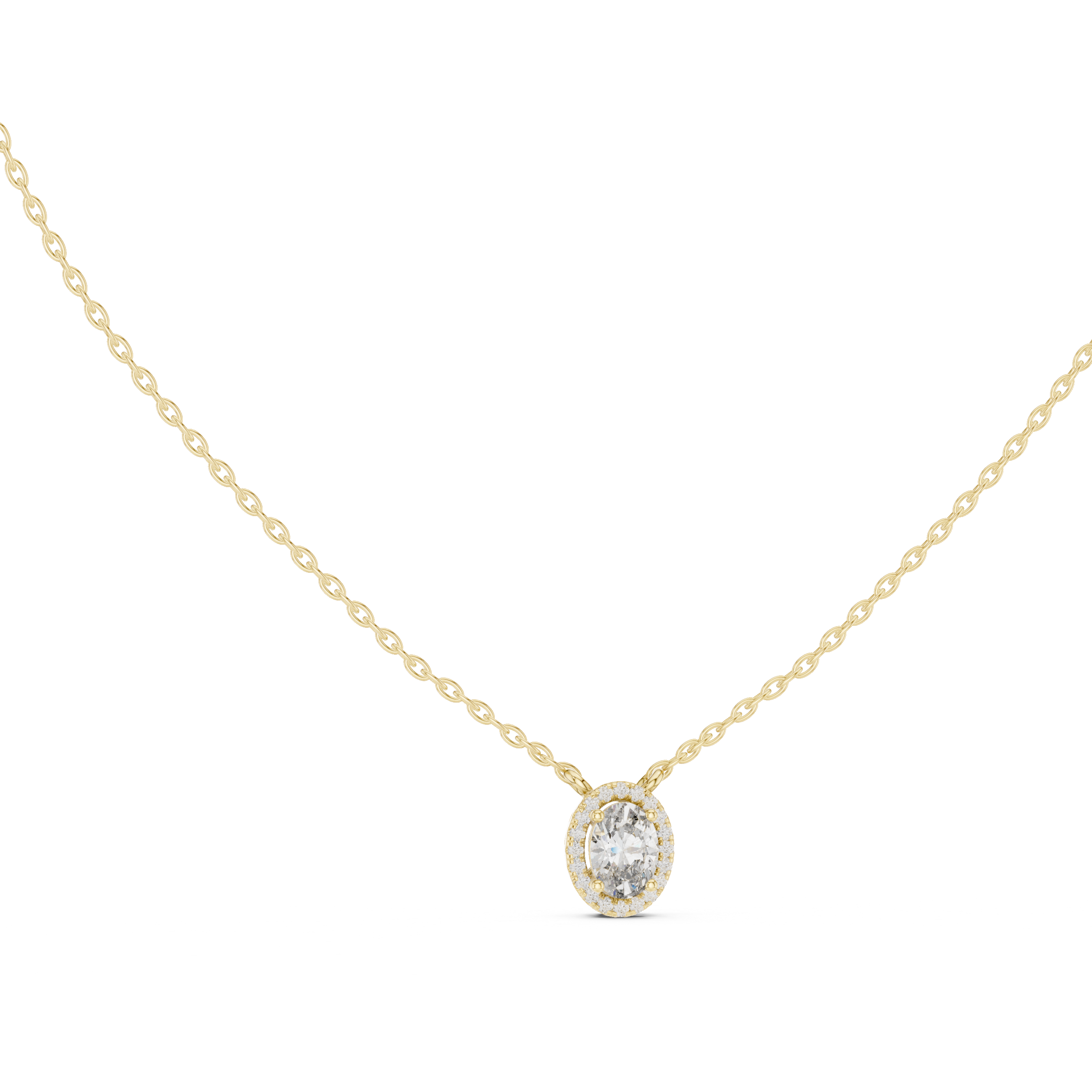 Oval Halo Diamond Pendant Necklace