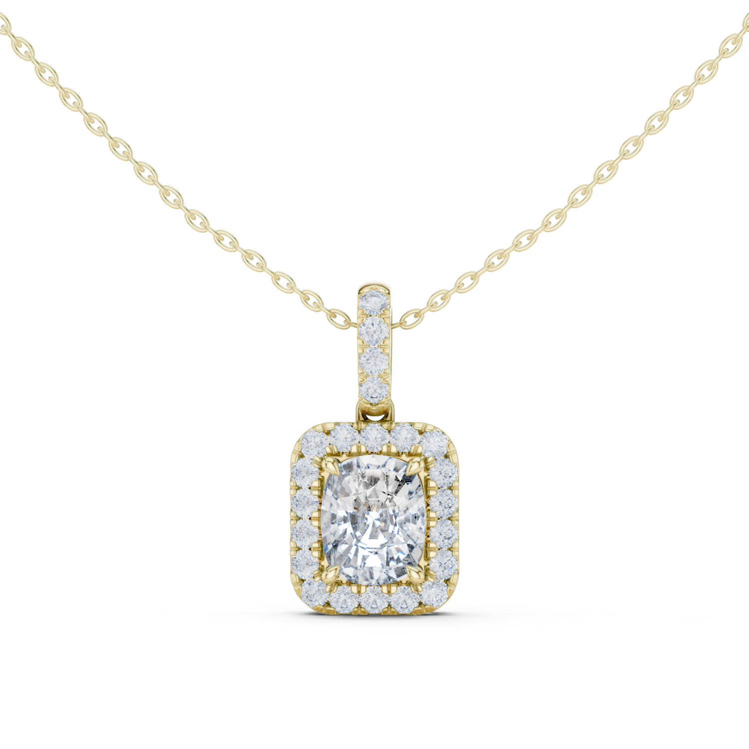 Eternal Glow Halo Diamond Pendant Necklace