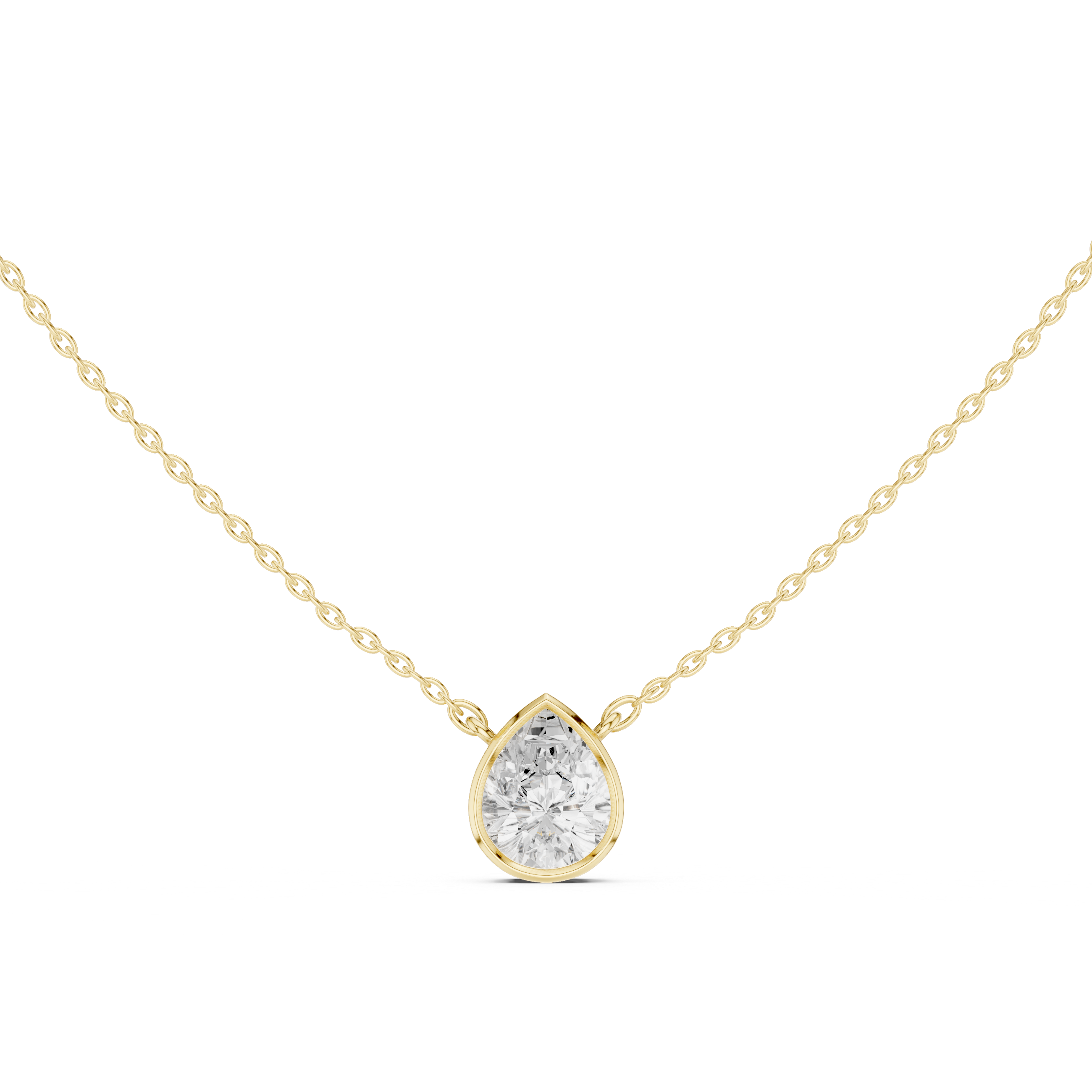 Bezel-Set Pear Diamond Solitaire Necklace