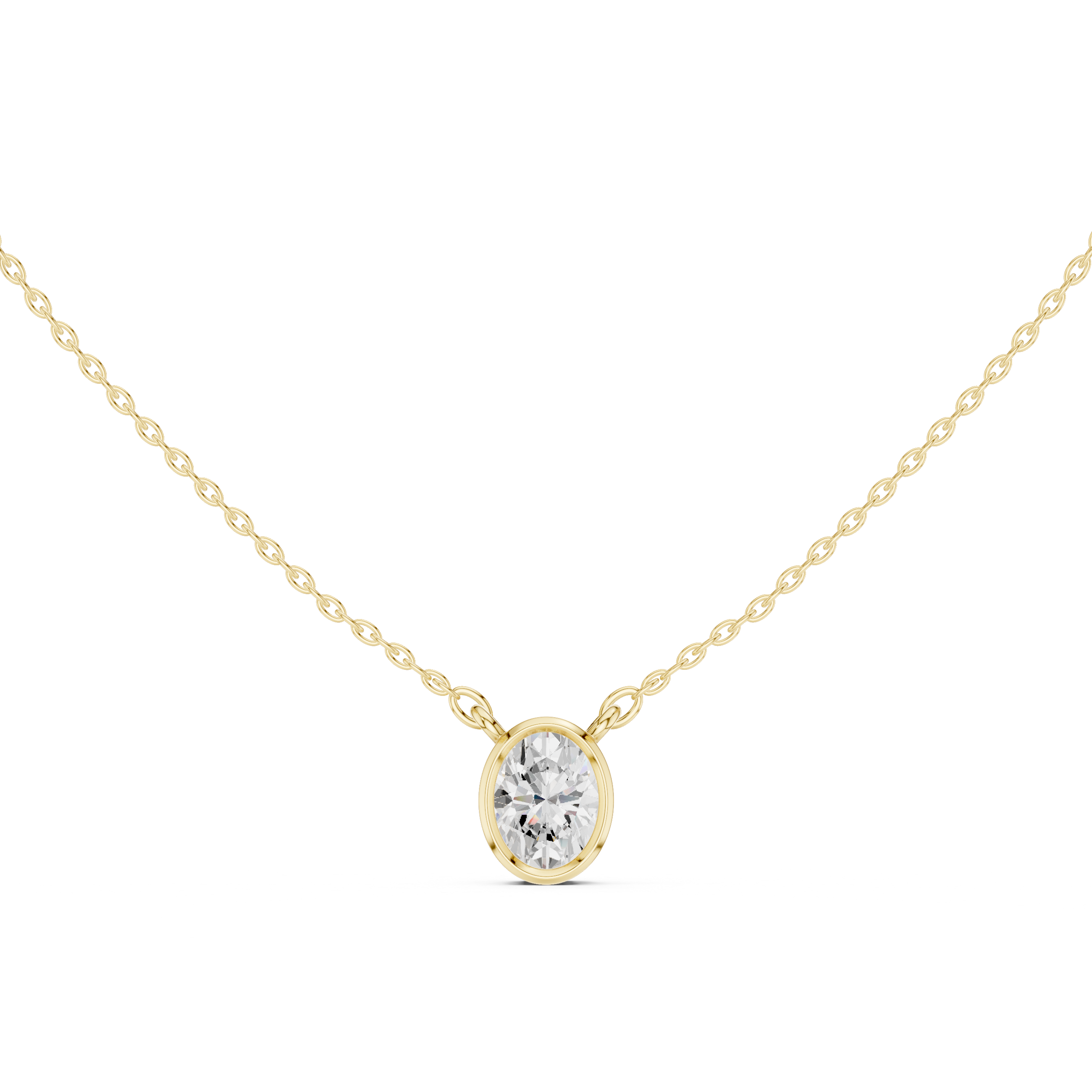Bezel-Set Oval Diamond Solitaire Pendant