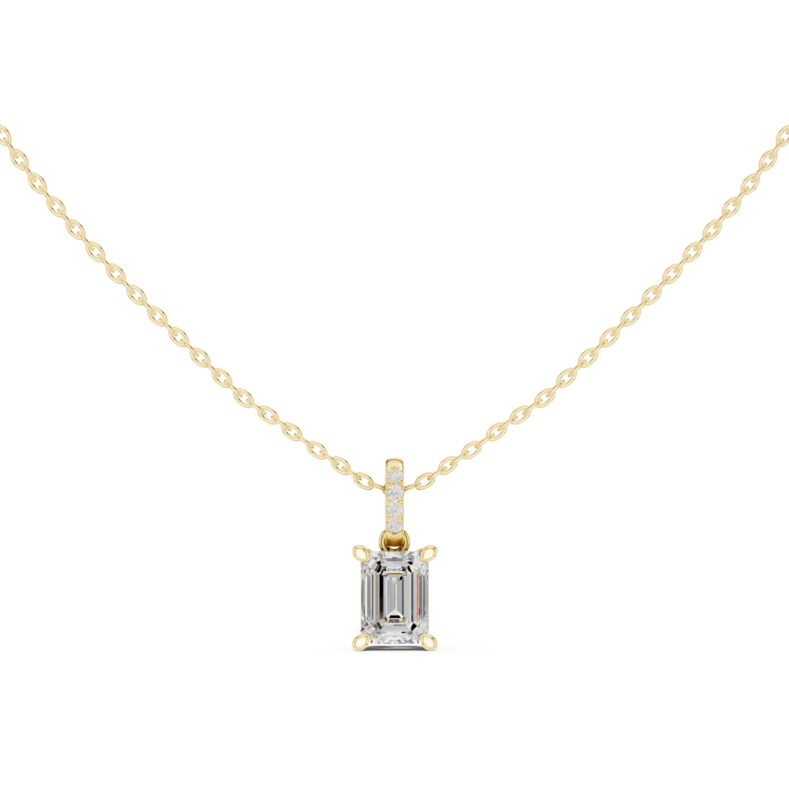 Emerald-Cut Diamond Solitaire Pendant