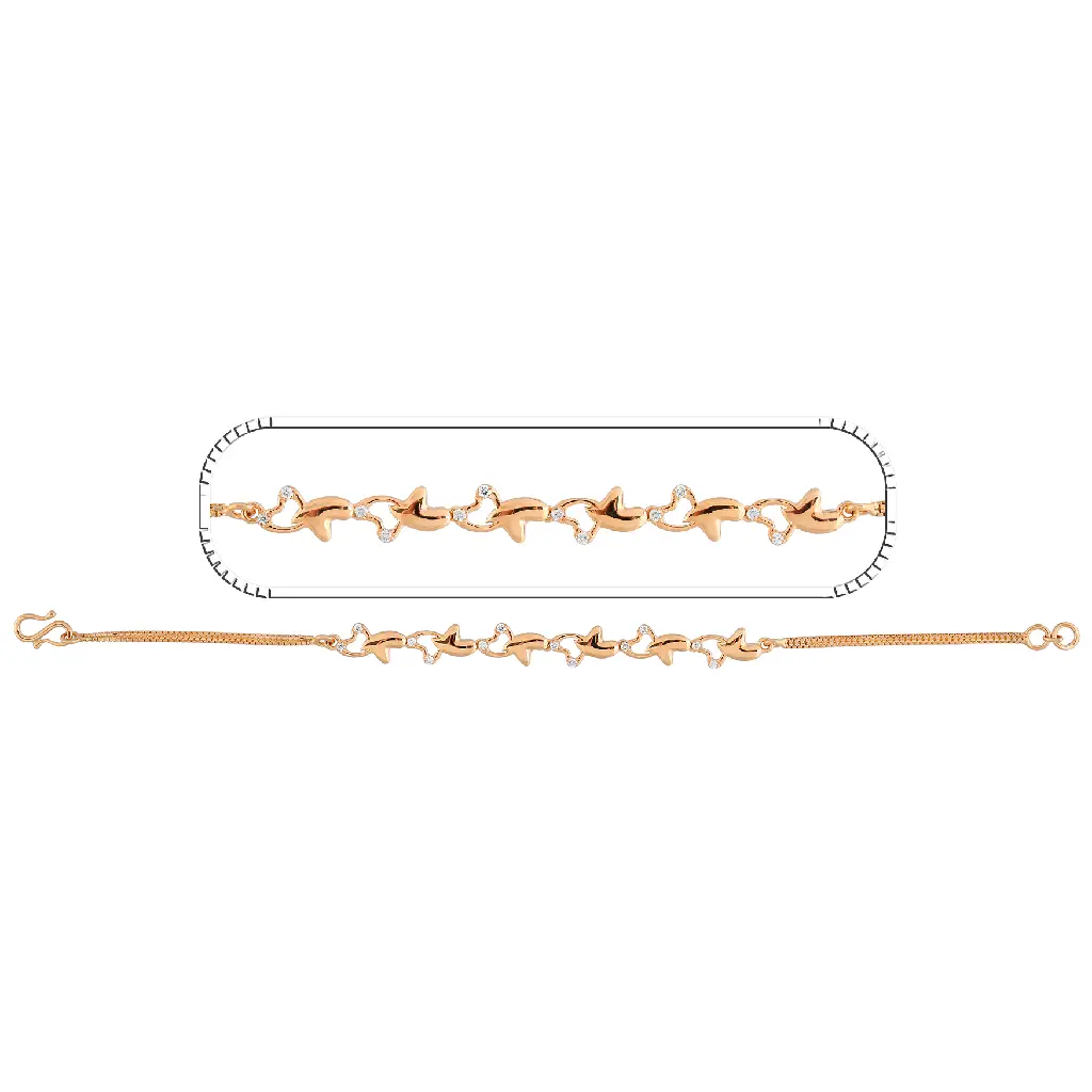 Rose Gold Diamond Leaf Link Bracelet