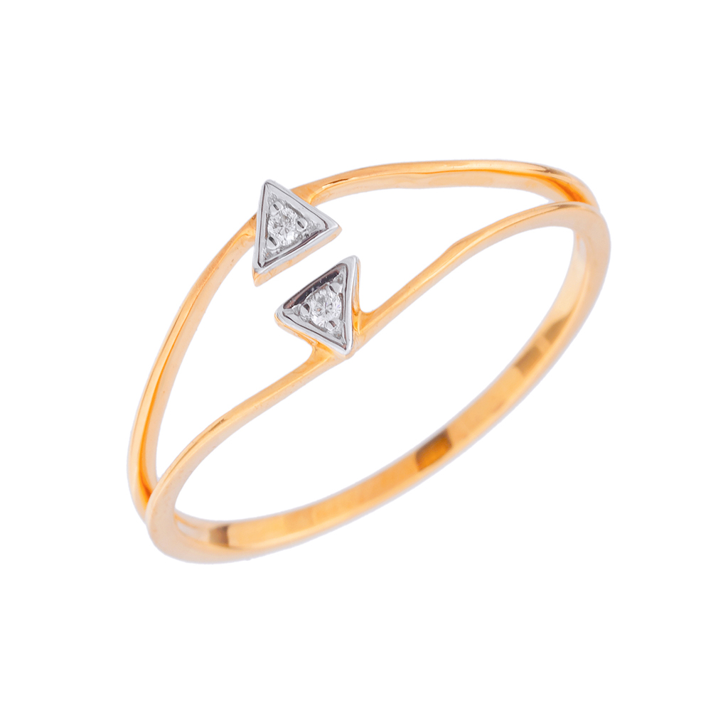 Minimal Twin Triangle Diamond Gold Ring