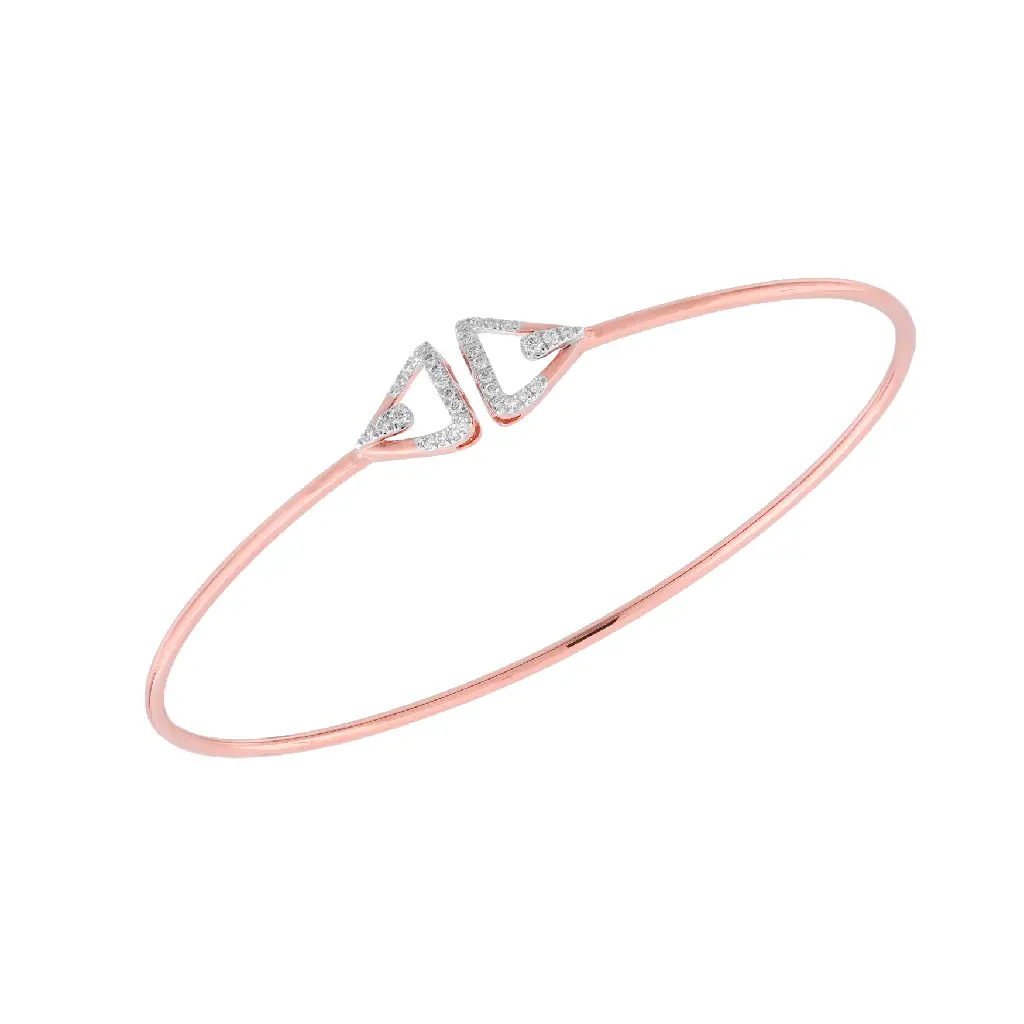 Rose Gold V-Motif Diamond Bangle