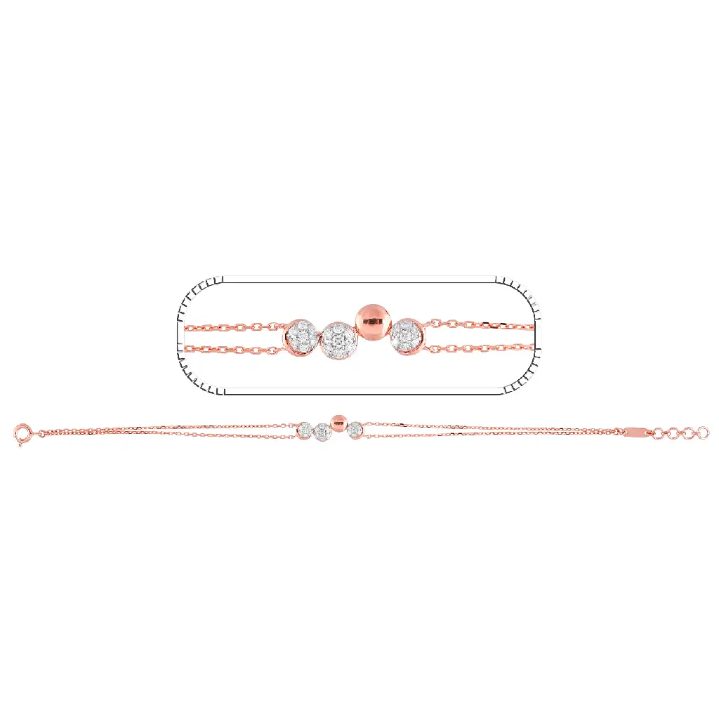 Elegant Diamond Bead Chain Bracelet in Rose Gold