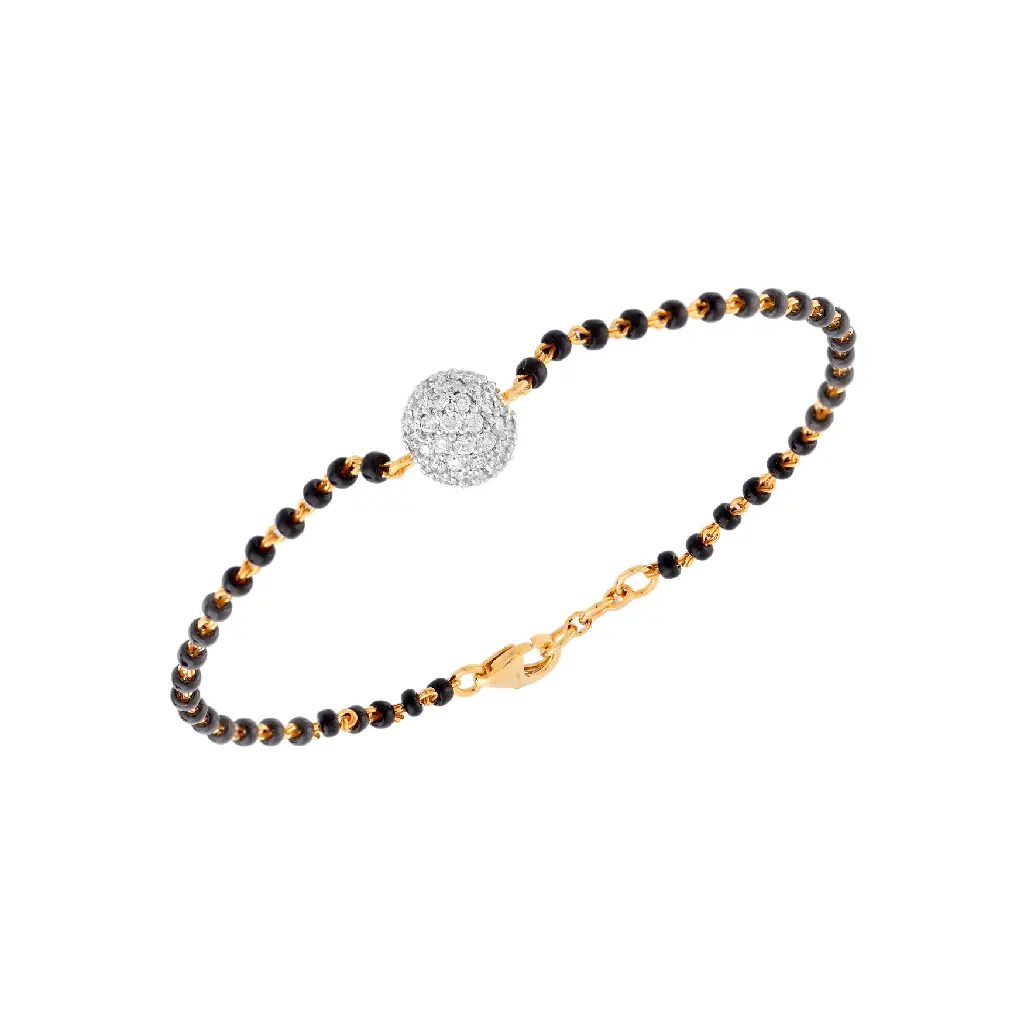 Classic Diamond Bead Mangalsutra Bracelet in Yellow Gold