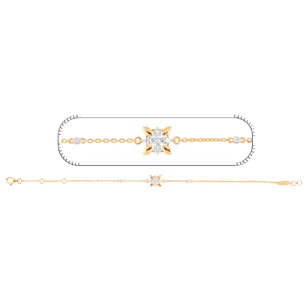 Yellow Gold Diamond Floral Solitaire Bracelet