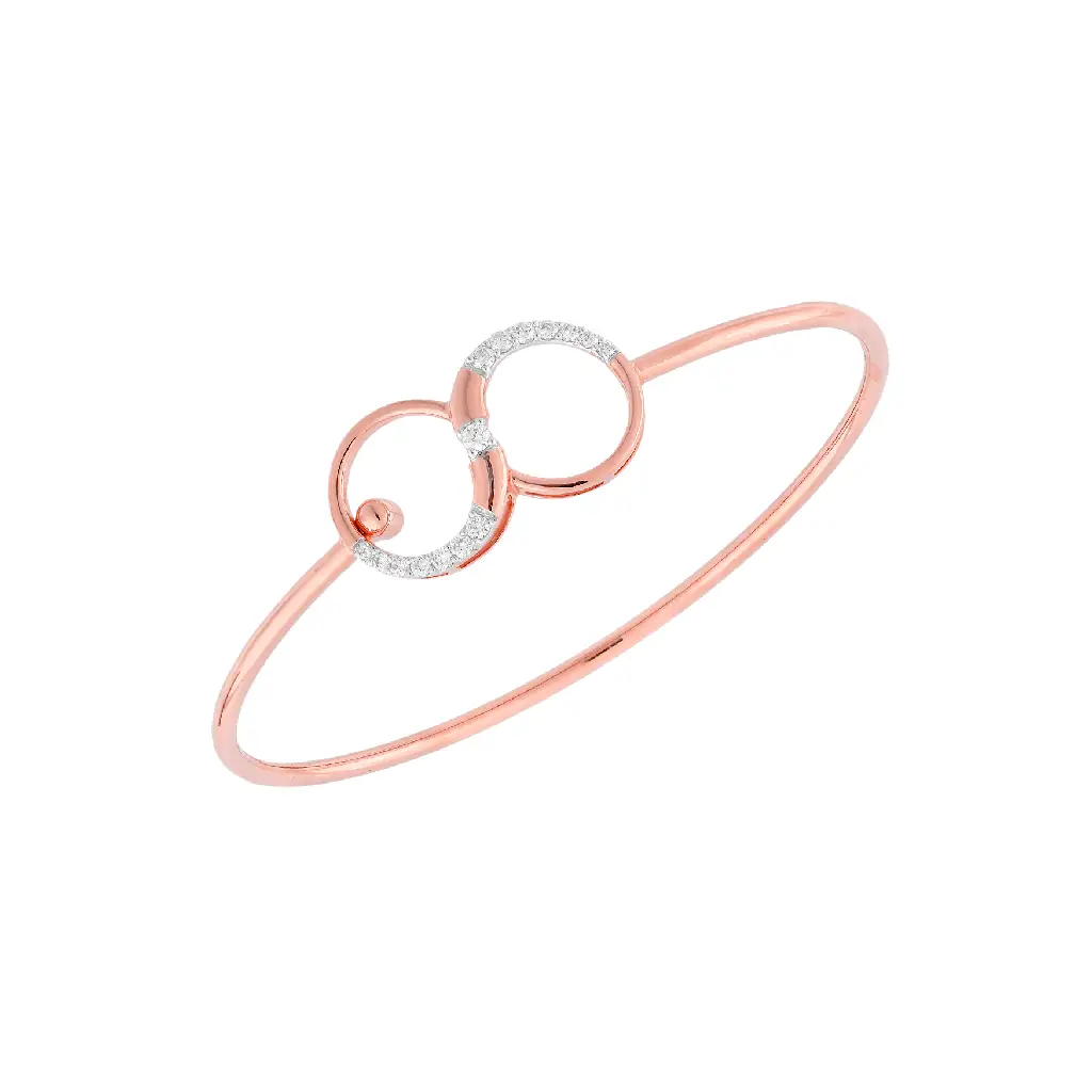 Rose Gold Interlinked Circle Diamond Bangle