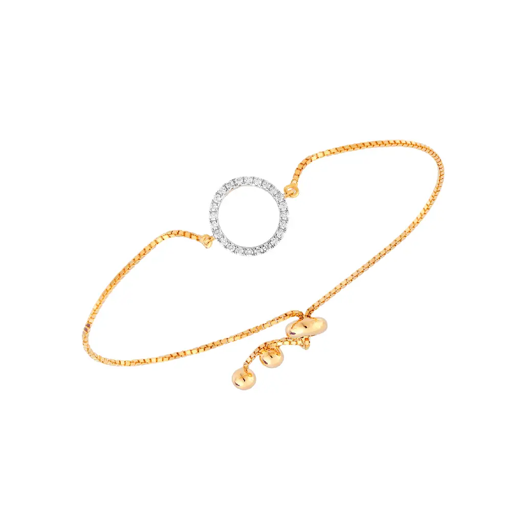 Gold Diamond Circle Adjustable Bracelet