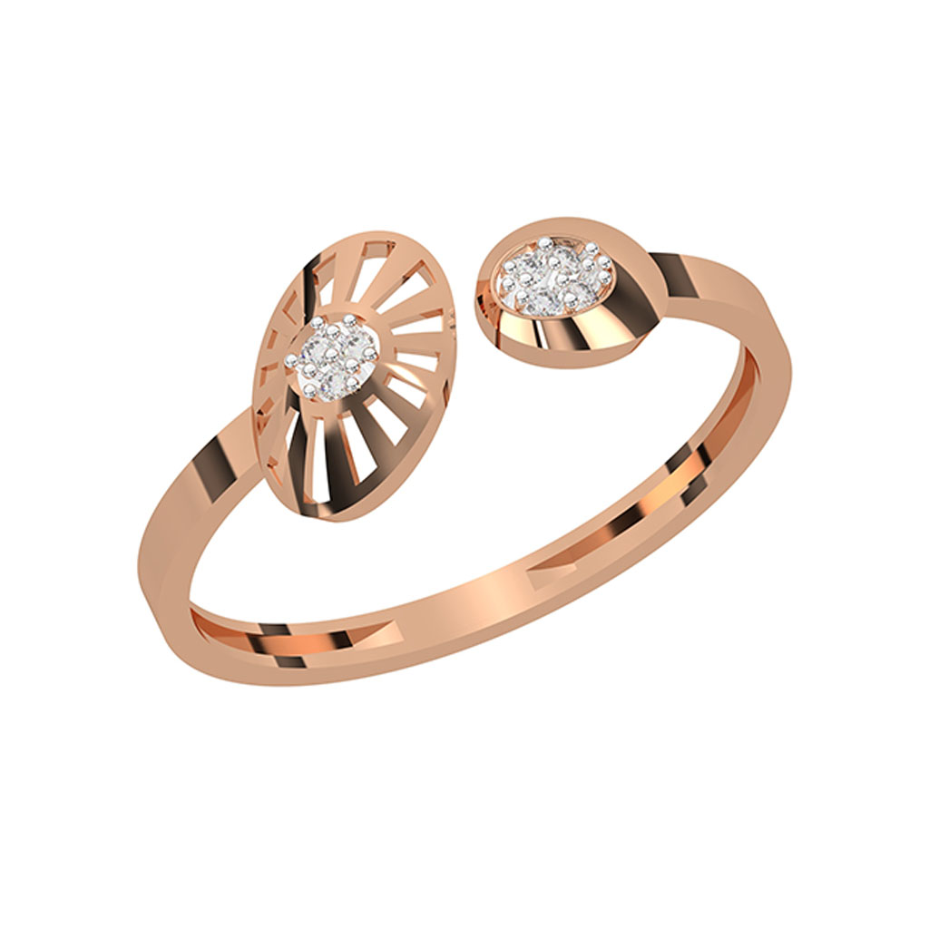 Sunburst-Inspired Rose Gold Diamond Open Ring