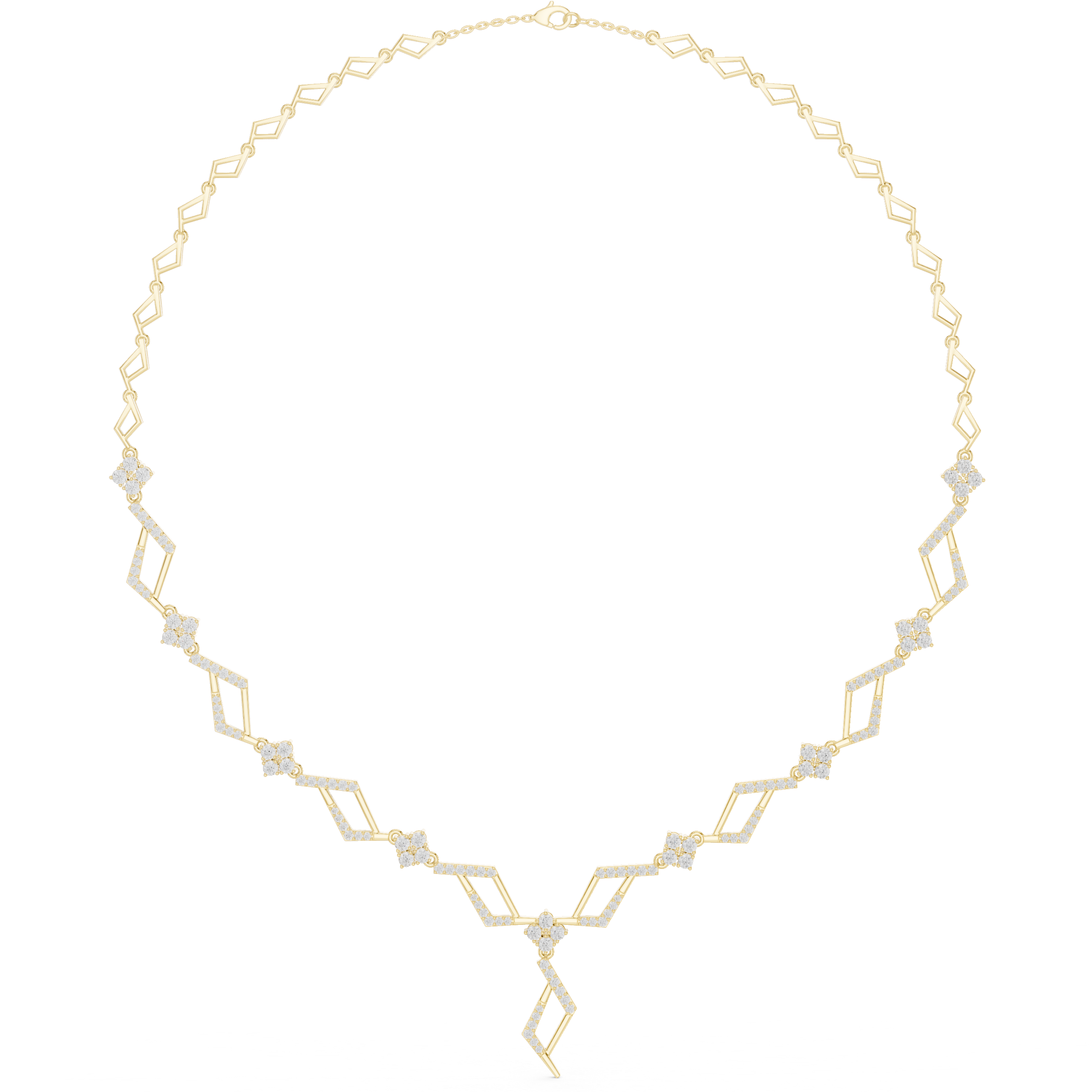 Rosé Geometric Blossom Y-Necklace